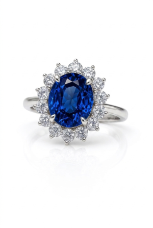 Royal Sapphire Halo Ring