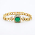Emerald Halo Chain Bracelet